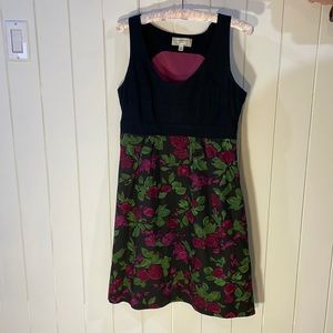 Anthropologie Black and Pink Floral Dress